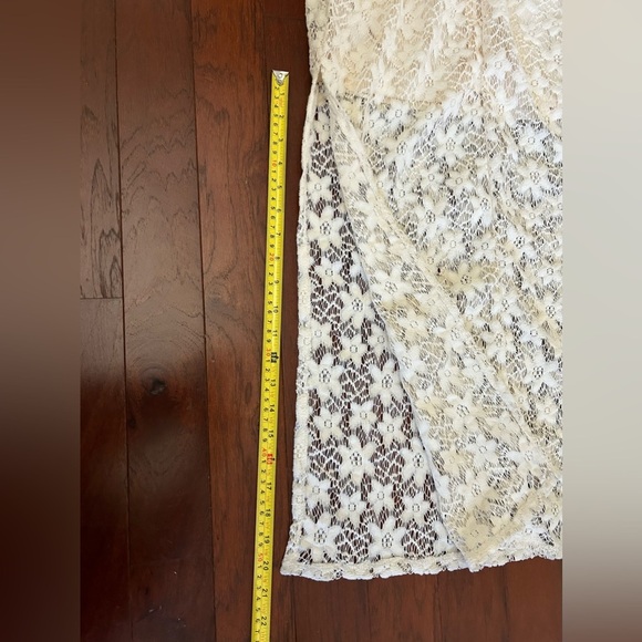 NWT Xhilaration Ivory lace crochet maxi dress Sz XS Partially Lined Short Sleeve - Picture 7 of 13
